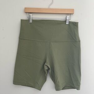 Lululemon Athletica Sage Green Athletic Shorts with High-Rise Waistband, Size 10